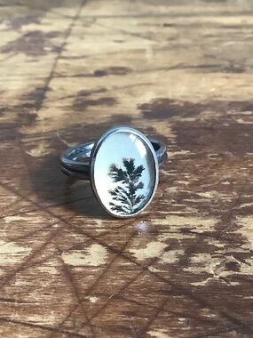 Dendritic Agate silver ring size 7